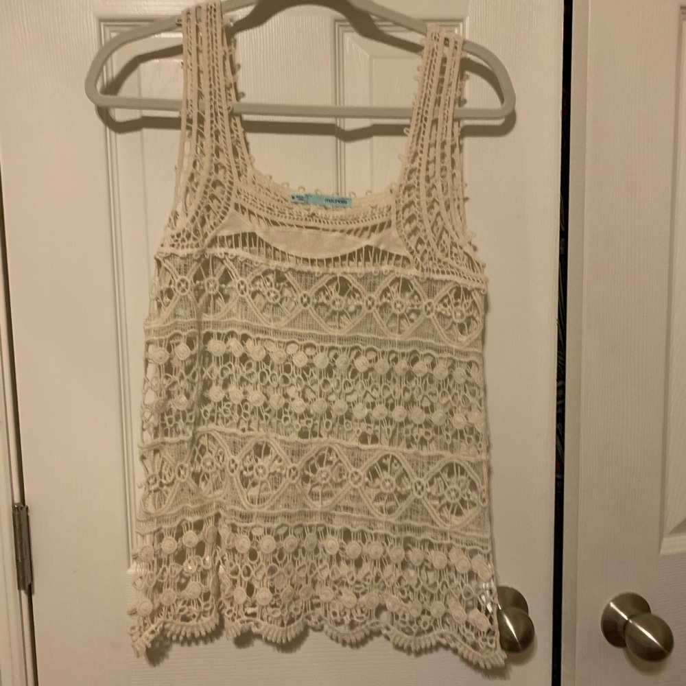Maurices Cream Crochet Tank Top